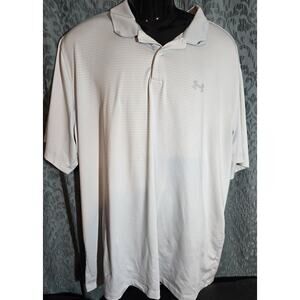 Under Armour Polo Shirt Mens 3XLT Grey Striped HeatGear Performance see Pics